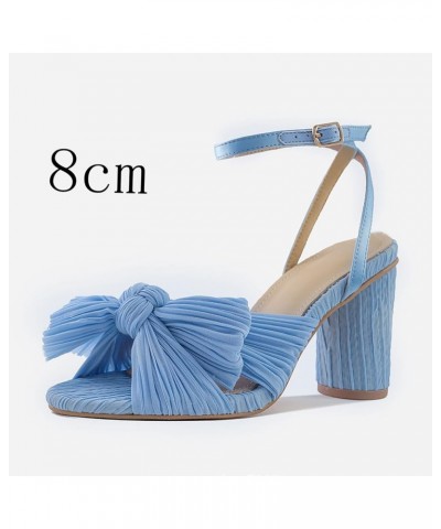 Plus Size Summer Heel Sandals for Women Spring Chunky Heel 2024 Butterfly Beach Trendy Bow Dressy Cute Comfy Fashion Blue $20...