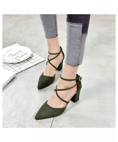 Block Heel Sandals strappy clear block heels for women clear pumps for women heels gold sandals for women Army Green $21.01 S...