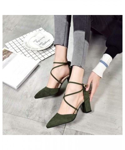 Block Heel Sandals strappy clear block heels for women clear pumps for women heels gold sandals for women Army Green $21.01 S...