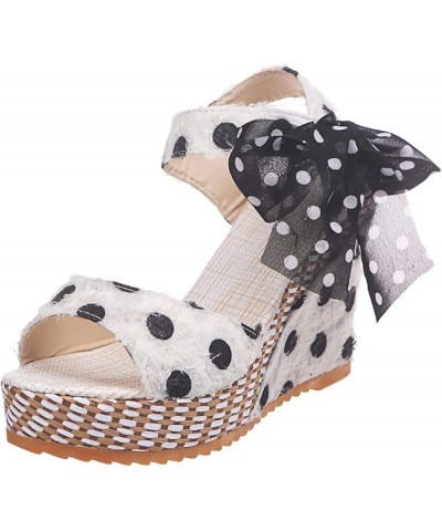 Sandals for Women Platform Wedge Sandals with Strap Bowknot Summer Beach Sandals Espadrille High Heeled Sandals White $13.56 ...