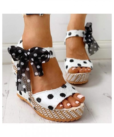 Sandals for Women Platform Wedge Sandals with Strap Bowknot Summer Beach Sandals Espadrille High Heeled Sandals White $13.56 ...