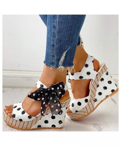 Sandals for Women Platform Wedge Sandals with Strap Bowknot Summer Beach Sandals Espadrille High Heeled Sandals White $13.56 ...