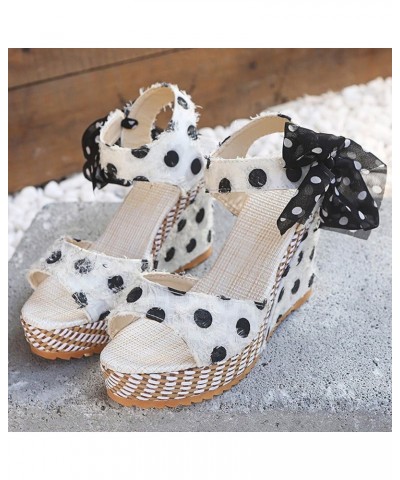 Sandals for Women Platform Wedge Sandals with Strap Bowknot Summer Beach Sandals Espadrille High Heeled Sandals White $13.56 ...