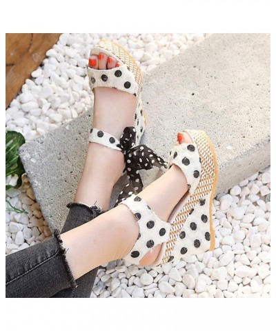 Sandals for Women Platform Wedge Sandals with Strap Bowknot Summer Beach Sandals Espadrille High Heeled Sandals White $13.56 ...