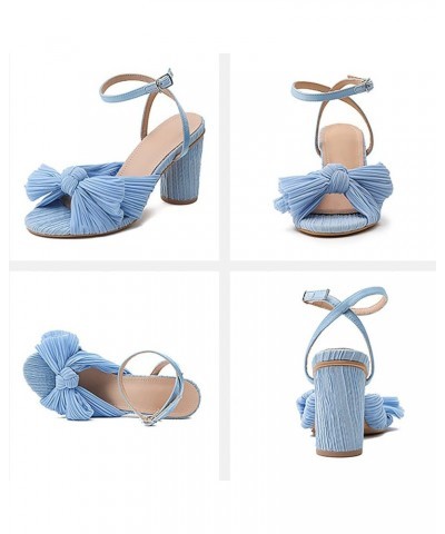 Plus Size Summer Heel Sandals for Women Spring Chunky Heel 2024 Butterfly Beach Trendy Bow Dressy Cute Comfy Fashion Blue $20...