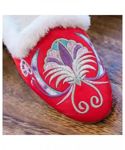 Winter Women Cotton Satin Flat Mules Comfortable Ladies Pointy Toe Slippers Chinese Embroidery Shoes Light Blue $23.75 Mules ...