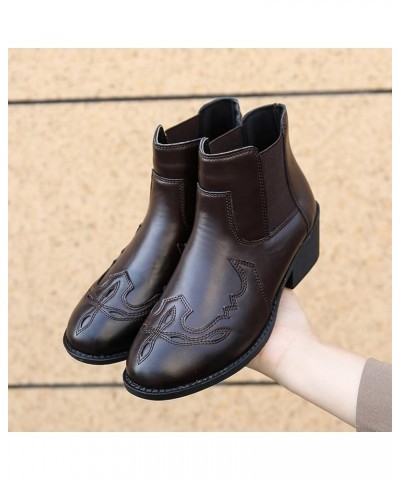 Work Boots Women'S Lace-Up Boot Boots for Women Knee High Goth Leather Chunky Heel Boots Z 13-coffee $12.20 Boots