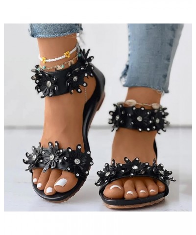 Women Platform Sandals Womens Wedges Sandals Back Zipper Casual Bohemian Sandals Beach Shoes Rhinestone Decor Black 8 $19.99 ...