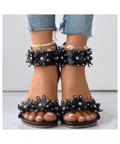 Women Platform Sandals Womens Wedges Sandals Back Zipper Casual Bohemian Sandals Beach Shoes Rhinestone Decor Black 8 $19.99 ...