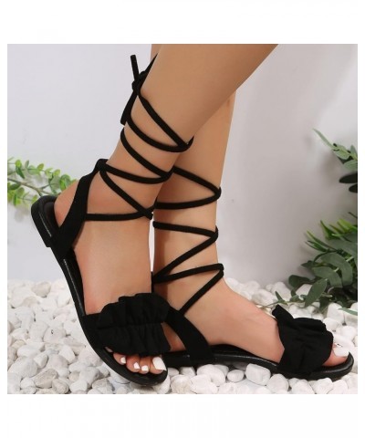 Brown Leather Strappy Heeled Sandals Women Dressy Summer Flat Comfortable Sandals For Women Walking All Day Women Sand 9-blac...