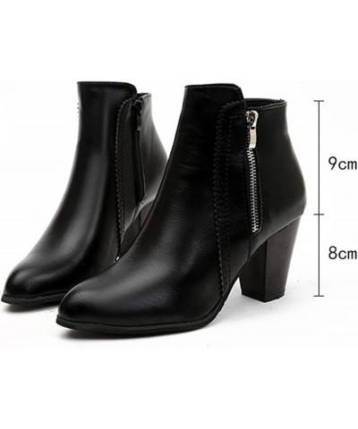 Women's Booties with Heel Chunky Stacked Heel Side Zipper Ankle Boots for Ladies Slip On Chelsea Boots Vintage Fashion Faux L...