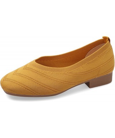 Womens' Retro Breathable Slip-on Square Toe Slim Solid Ladies' Low Flat Heel Shoe for Wedding Khaki $19.23 Flats