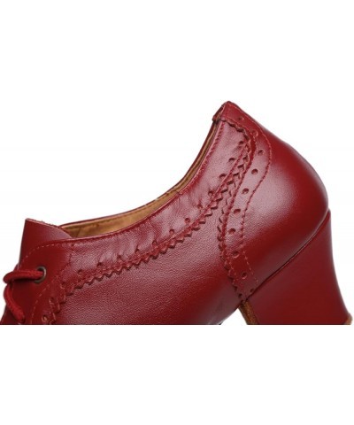 Women's Stylish Leather Closed-Toe Ballroom Tango Latin Party Wedding Practice Professional Dance Shoes Red $28.19 Athletic S...