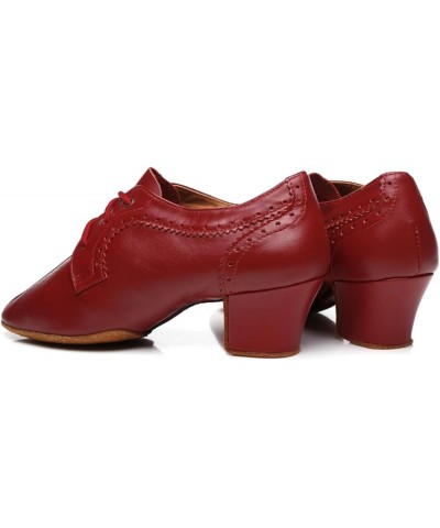 Women's Stylish Leather Closed-Toe Ballroom Tango Latin Party Wedding Practice Professional Dance Shoes Red $28.19 Athletic S...