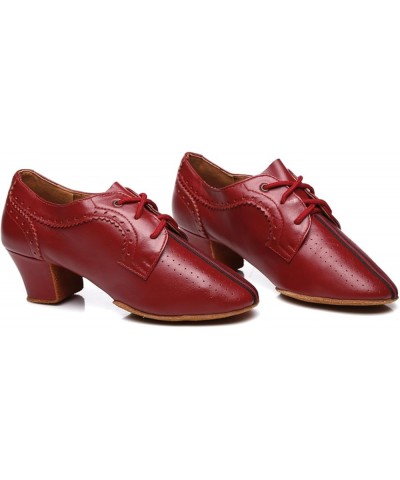 Women's Stylish Leather Closed-Toe Ballroom Tango Latin Party Wedding Practice Professional Dance Shoes Red $28.19 Athletic S...