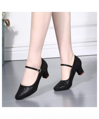 Latin Dance Shoes For Women Heeled Sandals For Women Summer Swing Dance Shoes Women Flat Dancing Heels Sandals For Wom Black-...