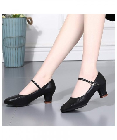 Latin Dance Shoes For Women Heeled Sandals For Women Summer Swing Dance Shoes Women Flat Dancing Heels Sandals For Wom Black-...