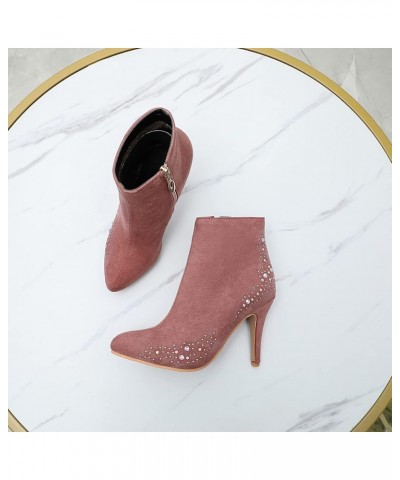 Women Ankle Boots Elegant Stiletto Dress Boots Zip High Heel Short Boots Pointed Toe Bows Booties, Size 1-12.5 Pink-3 $38.10 ...