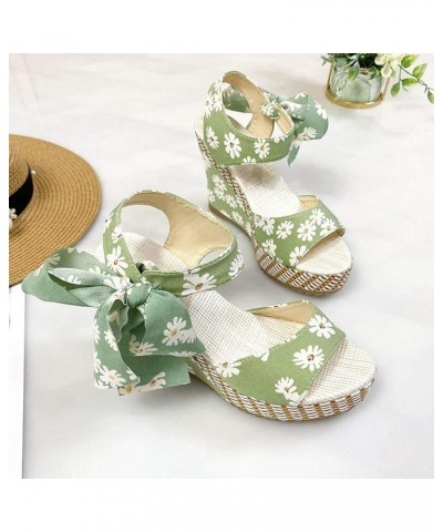 Sandals for Women Dressy Summer Casual Wedge Platform Ankle Strap Open Toe Sandals Vacation Beach Flip Flop Shoes Z-green $14...