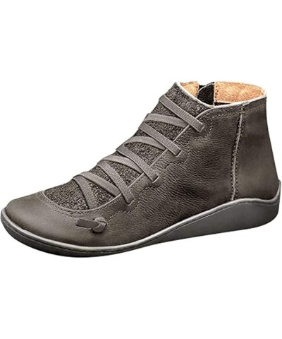 Cowboy Booties For Women Ankle Boots Cowgirl Western Short Booties Fashion Casual High Top Combat Walking Shoes T-grey $17.09...