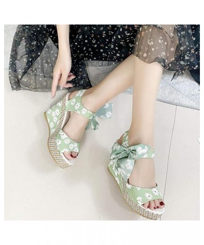 Sandals for Women Dressy Summer Casual Wedge Platform Ankle Strap Open Toe Sandals Vacation Beach Flip Flop Shoes Z-green $14...