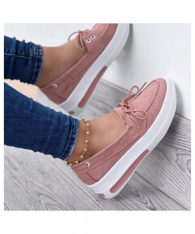 Women's Tennis Shoes Sneakers for Women Platform Suede Ladies Casual Solid Color Wedge Fashion Lace-Up Shoes (Pink, 6.5-7) 9 ...