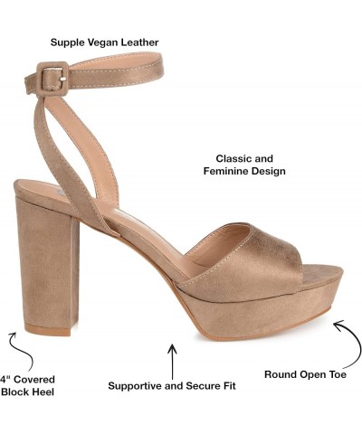 Open Toe Strappy Platform Pumps for Women - Nairri Ankle Strap Chunky High Block Heel Sandal Taupe $23.91 Pumps