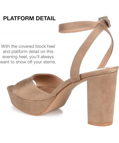 Open Toe Strappy Platform Pumps for Women - Nairri Ankle Strap Chunky High Block Heel Sandal Taupe $23.91 Pumps