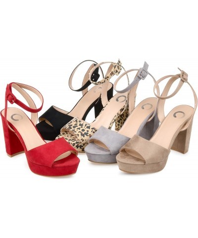 Open Toe Strappy Platform Pumps for Women - Nairri Ankle Strap Chunky High Block Heel Sandal Taupe $23.91 Pumps