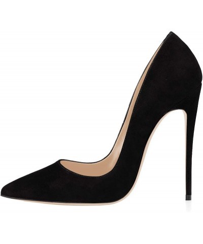 Women Formal Pointed Toe Pumps High Heel Sexy Stilettos Slip On Office Cute Evening Dress Shoes Size 4-15 US Black-suede $34....