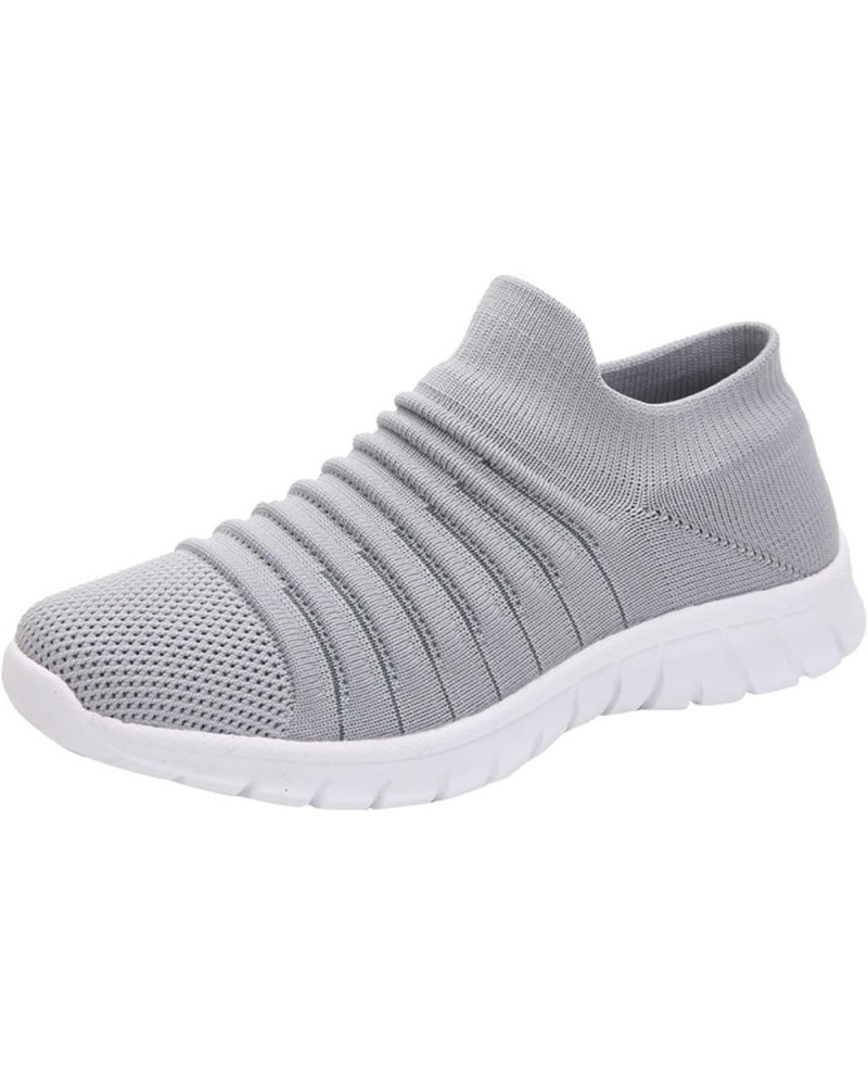 Breathable Running Shoes Breathable Mesh Sneaker Sock Sneakers Womens Sneakers Size 8 Grey $15.16 Athletic Shoes