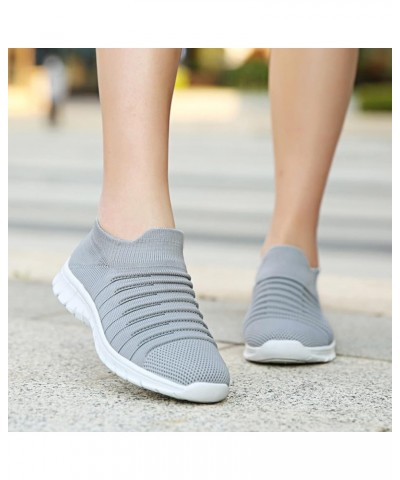 Breathable Running Shoes Breathable Mesh Sneaker Sock Sneakers Womens Sneakers Size 8 Grey $15.16 Athletic Shoes