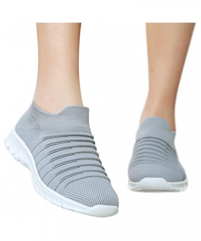 Breathable Running Shoes Breathable Mesh Sneaker Sock Sneakers Womens Sneakers Size 8 Grey $15.16 Athletic Shoes