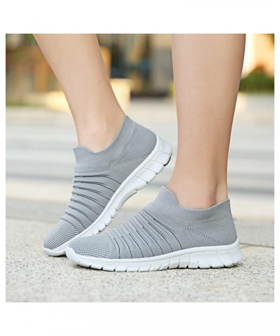 Breathable Running Shoes Breathable Mesh Sneaker Sock Sneakers Womens Sneakers Size 8 Grey $15.16 Athletic Shoes