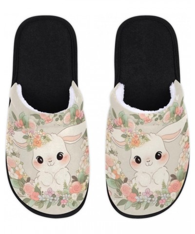 Rabbit Flower Slippers for Women, Cute Animal Soft Unisex House Slippers Men Washable Reusable Indoor Slip On Anti-Skid Firm ...