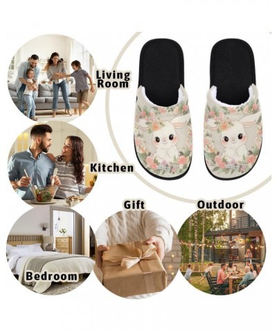 Rabbit Flower Slippers for Women, Cute Animal Soft Unisex House Slippers Men Washable Reusable Indoor Slip On Anti-Skid Firm ...