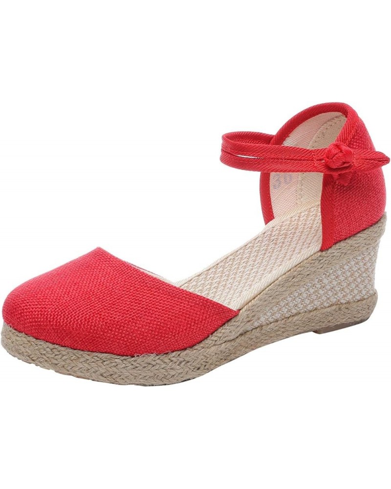 Slip-on Breathable Women's Casual Wedges Fashion Shoes Outdoor Sandals Leisure Memory Foam Sandals for Women Size Red $16.04 ...