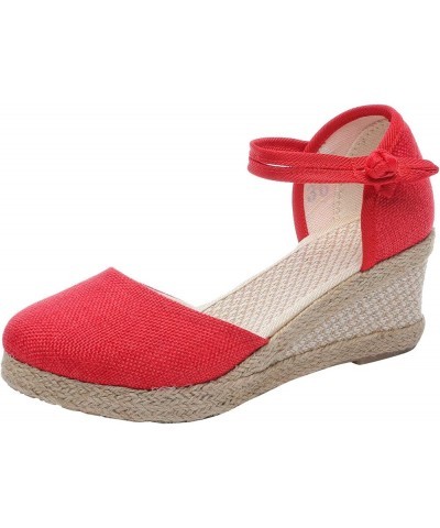 Slip-on Breathable Women's Casual Wedges Fashion Shoes Outdoor Sandals Leisure Memory Foam Sandals for Women Size Red $16.04 ...