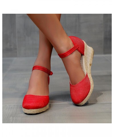 Slip-on Breathable Women's Casual Wedges Fashion Shoes Outdoor Sandals Leisure Memory Foam Sandals for Women Size Red $16.04 ...