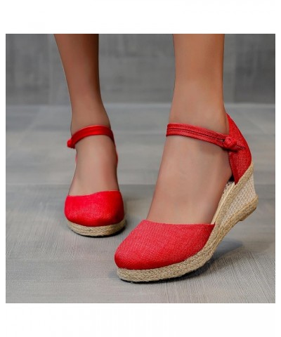 Slip-on Breathable Women's Casual Wedges Fashion Shoes Outdoor Sandals Leisure Memory Foam Sandals for Women Size Red $16.04 ...