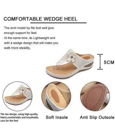 Orthotic Comfort Thong Flip Flops Sandals for Women with Arch Support Summer Casual Floral Wedge Sandals Outdoor Platform Cli...