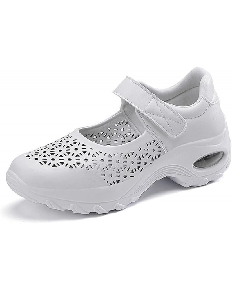 Ladies Casual Air Cushion Platform Sandals, Outdoor Lightweight Mesh Beach Shoes White $17.59 Sandals