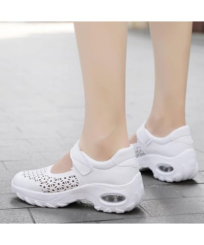 Ladies Casual Air Cushion Platform Sandals, Outdoor Lightweight Mesh Beach Shoes White $17.59 Sandals