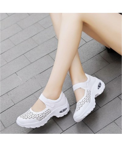 Ladies Casual Air Cushion Platform Sandals, Outdoor Lightweight Mesh Beach Shoes White $17.59 Sandals