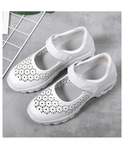 Ladies Casual Air Cushion Platform Sandals, Outdoor Lightweight Mesh Beach Shoes White $17.59 Sandals