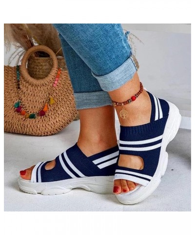 Women's Slip on Mesh Wedge Sandals Summer Casual Knitting Platform Walking Sneakers Ankle Elastic Open Toe Sandals Comfortabl...