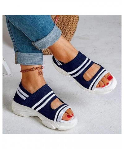 Women's Slip on Mesh Wedge Sandals Summer Casual Knitting Platform Walking Sneakers Ankle Elastic Open Toe Sandals Comfortabl...