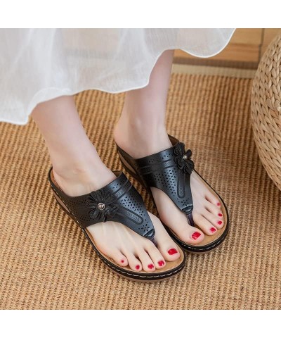 Orthotic Comfort Thong Flip Flops Sandals for Women with Arch Support Summer Casual Floral Wedge Sandals Outdoor Platform Cli...