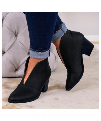 Womens Ankle Boots Black Western Ankle Boot for Sprained Ankle Short Booties for Women Low Heel Wide Width Women Boot Booties...