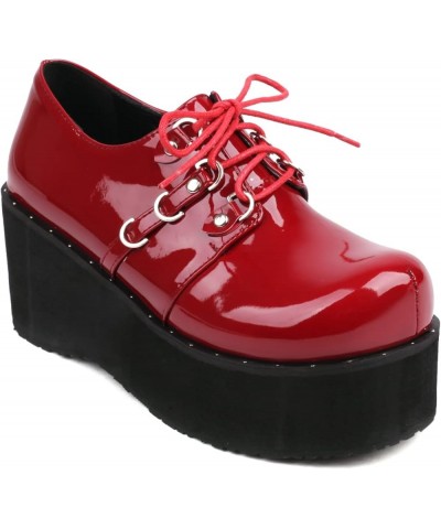 Fashion Womens Platform Heels Mary Janes 461 Red $29.27 Pumps